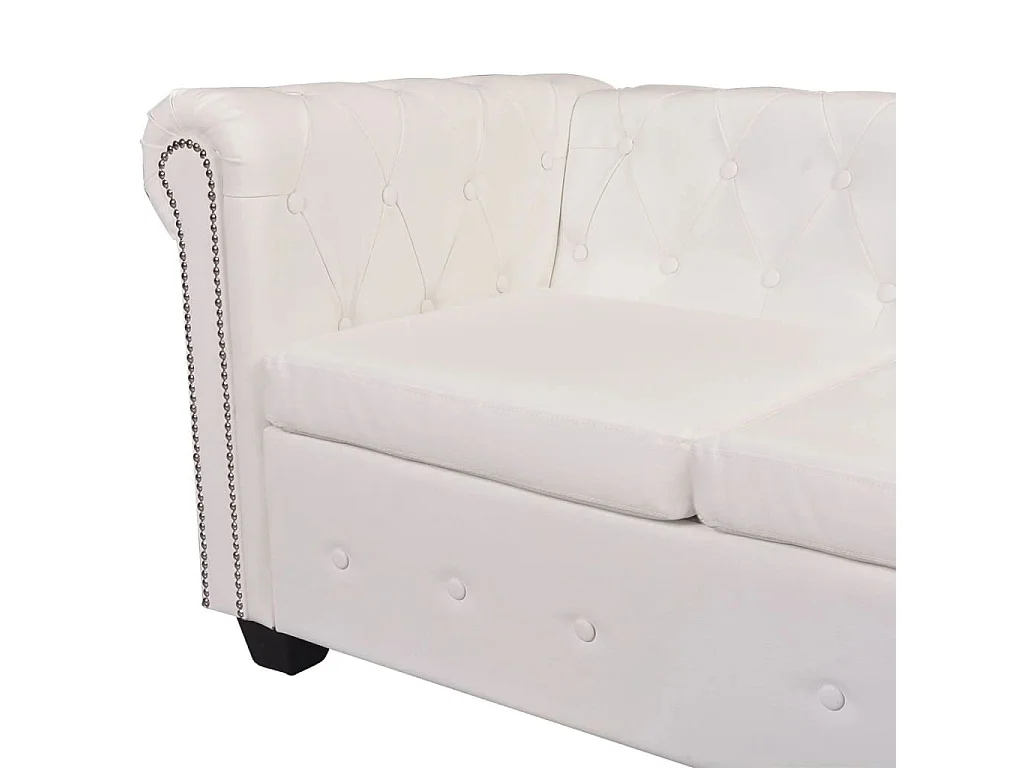 Canapé d'angle Chesterfield 5 plc Cuir artificiel Blanc