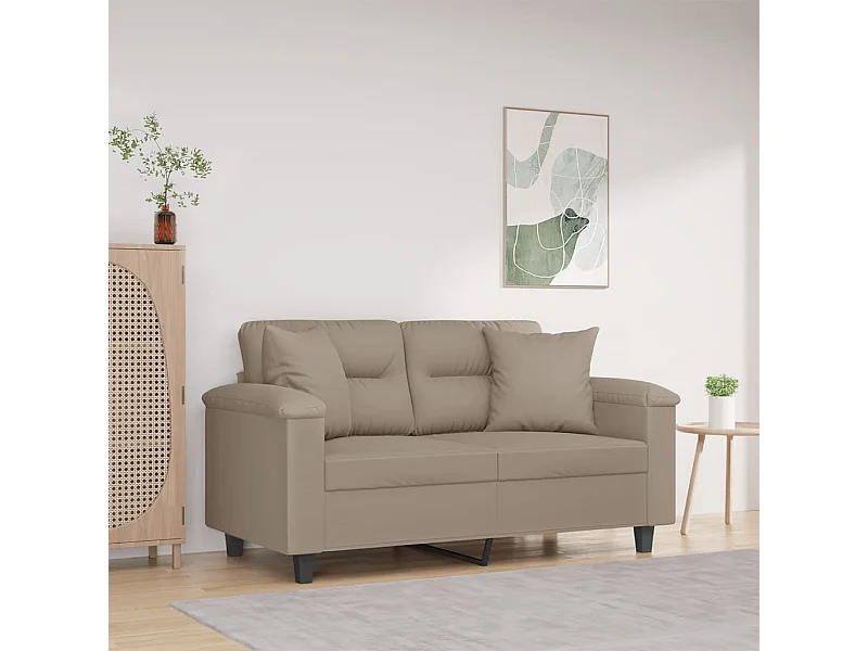 Sofá de 2 plazas con cojines tela microfibra gris taupe 120 cm