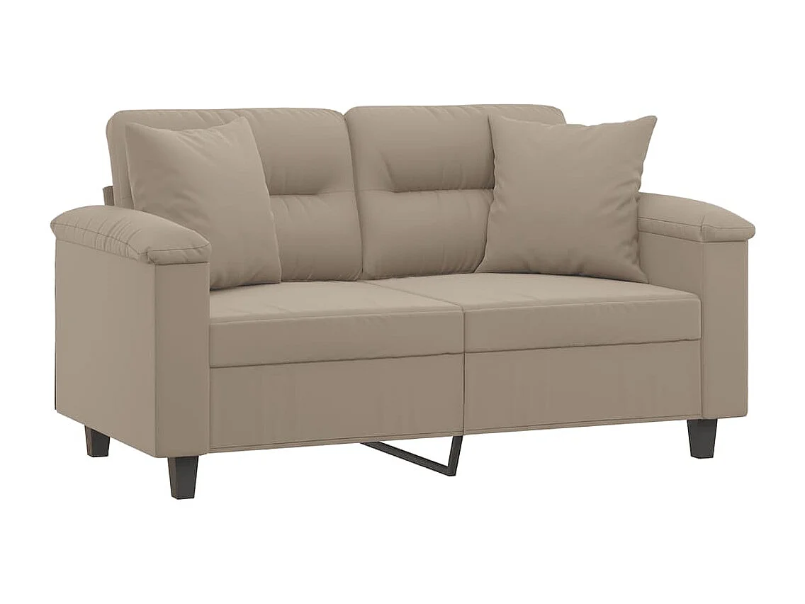 Sofá 2 lugares com almofadas 120 cm microfibra cinza-acastanhado