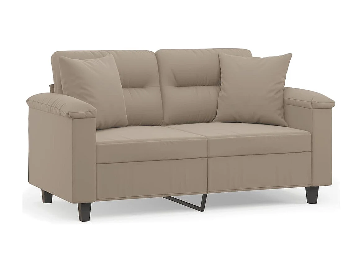Sofá 2 lugares com almofadas 120 cm microfibra cinza-acastanhado
