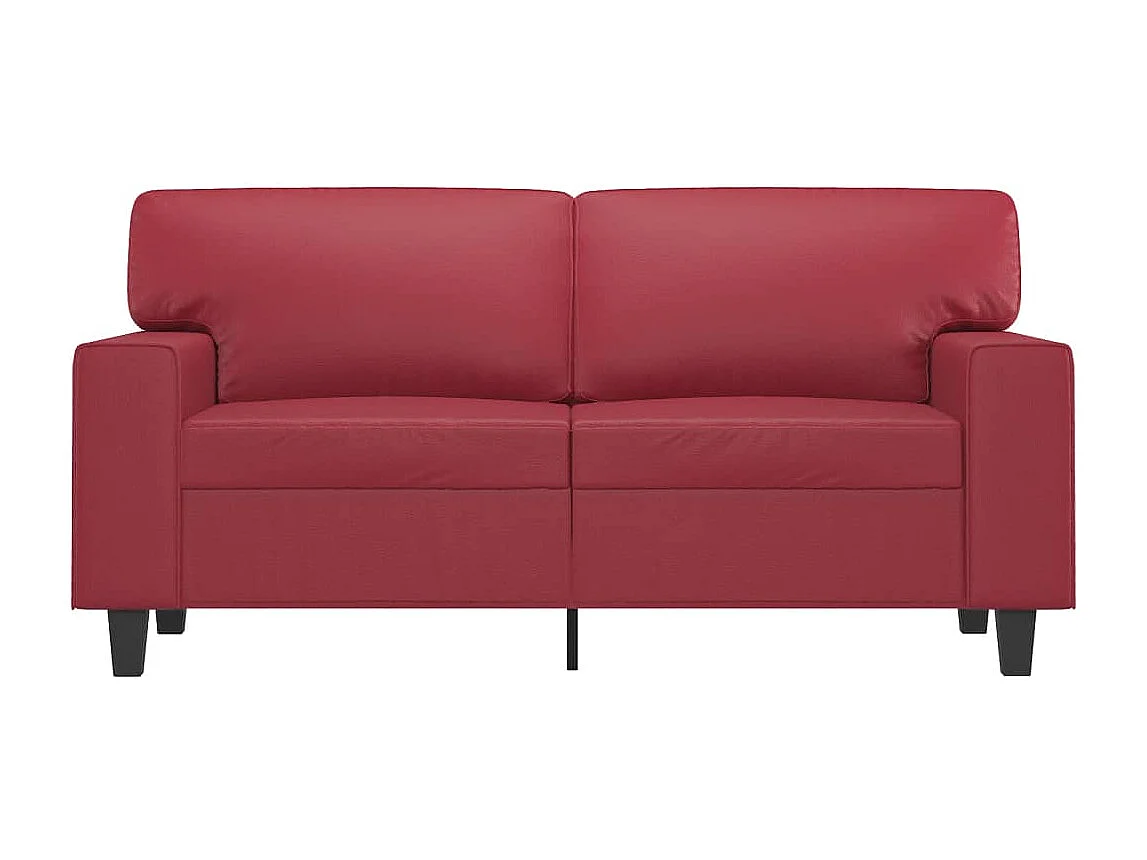 Sofá de 2 lugares 120 cm couro artificial vermelho tinto