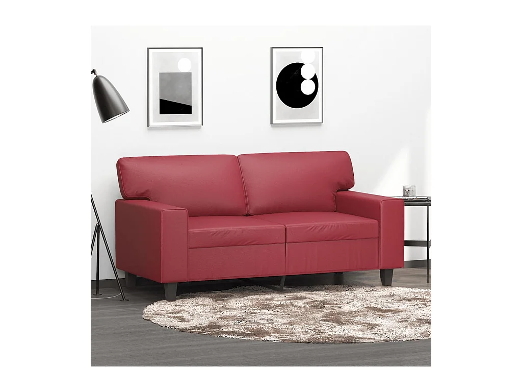 Canapé à 2 places Rouge bordeaux 120 cm Similicuir