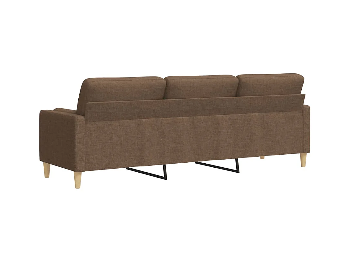 Canapé 3 places avec oreillers décoratifs marron 210 cm tissu