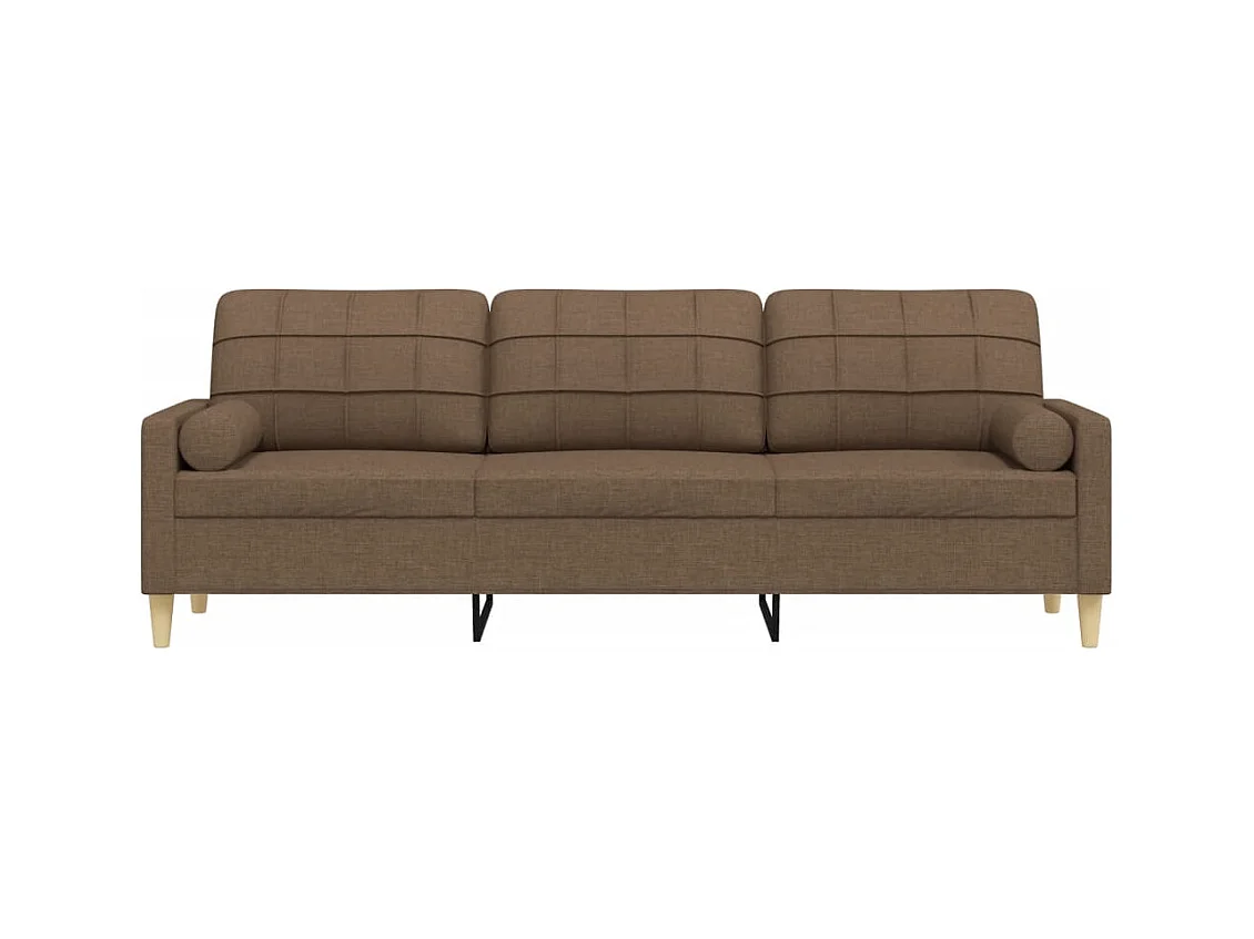 Canapé 3 places avec oreillers décoratifs marron 210 cm tissu
