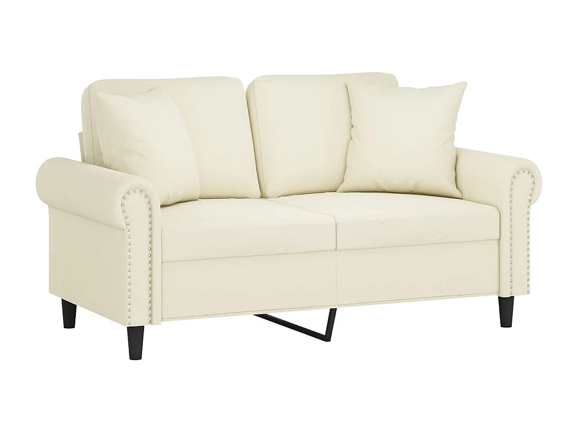 Canapé 2 places avec oreillers décoratifs crème 120 cm velours