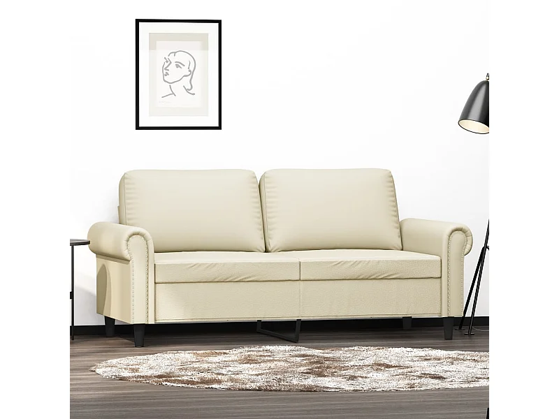 Tweezitsbank 140 cm kunstleer crèmekleurig