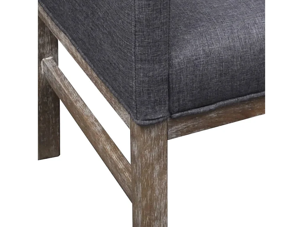 Banco con cojín acolchado madera de caucho tela gris oscuro