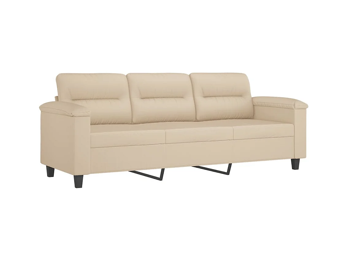 Canapé à 3 places Crème 180 cm Tissu microfibre