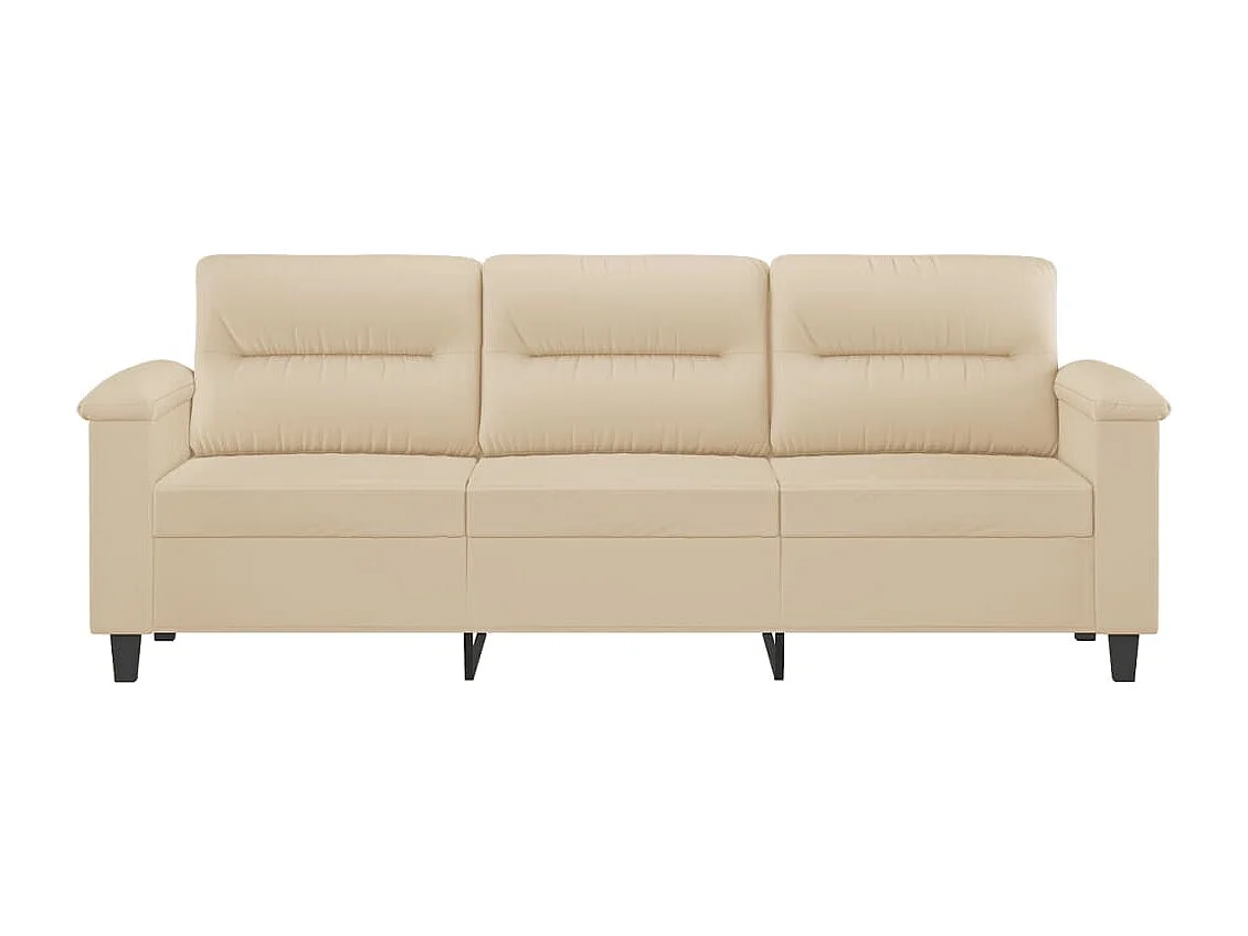 Canapé à 3 places Crème 180 cm Tissu microfibre