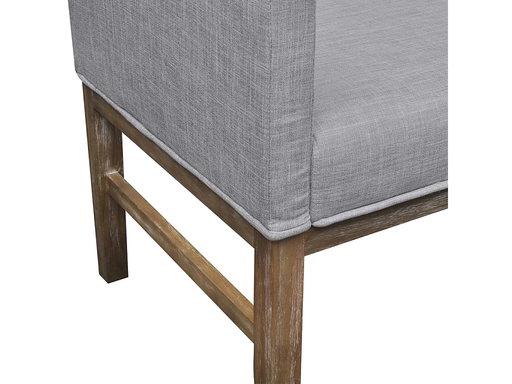 Bank met gevoerde kussens stof rubberwood lichtgrijs