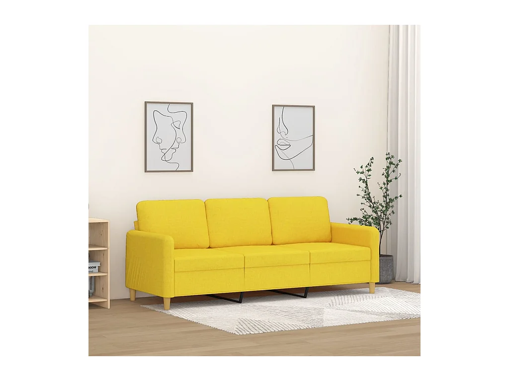 Driezitsbank 180 cm stof lichtgeel