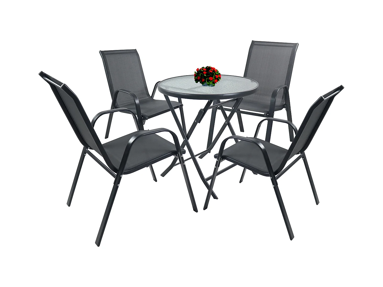 5tlg Balkonset Gartenmöbel Stapelstühle Set Sonlas