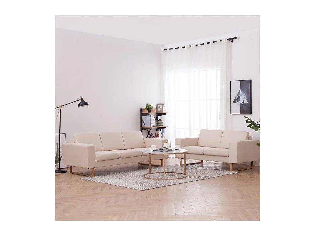 Ensemble de canapé 2 pièces Tissu Crème