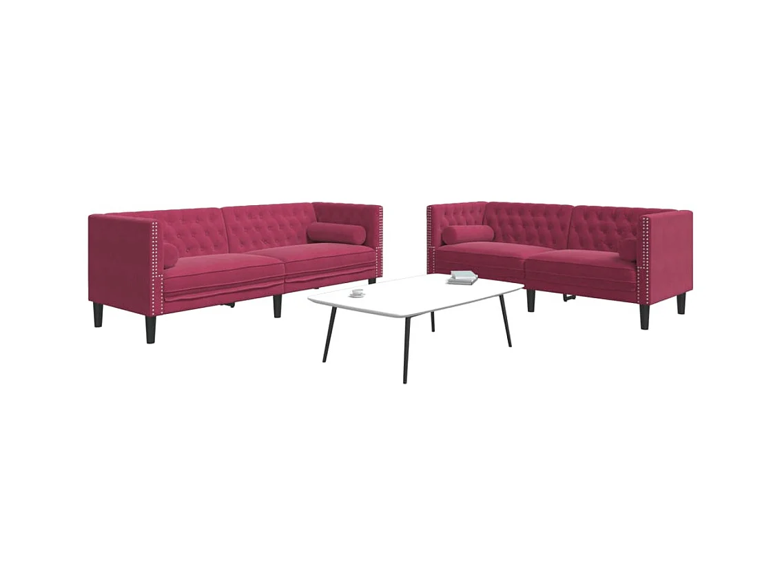 Ensemble de canapé Chesterfield et traversins 2 pièces velours