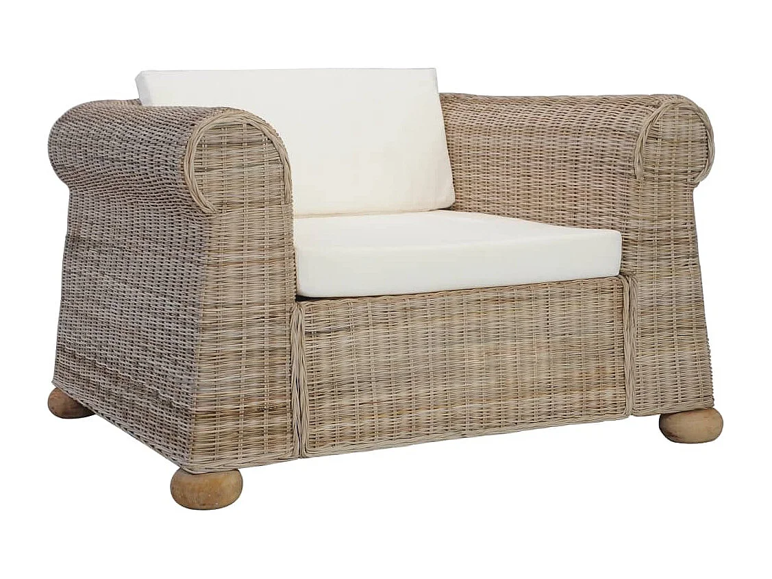 Ensemble de canapés 3 pièces avec coussins Rotin naturel