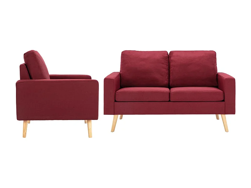 2 peças conjunto de sofás tecido vermelho tinto