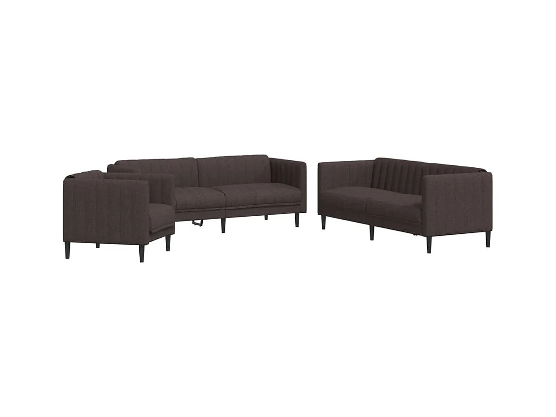 Ensemble de canapés 3 pièces marron foncé tissu