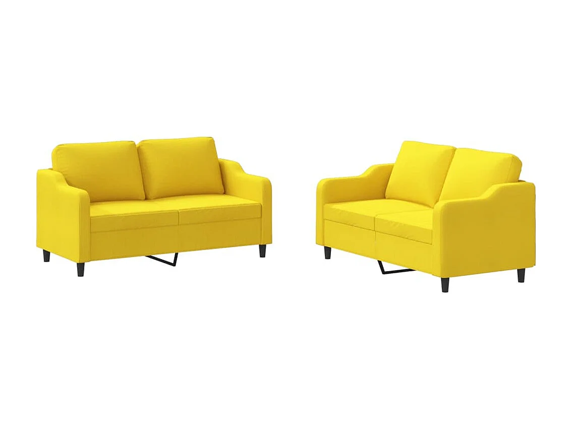 Ensemble de canapés 2 pièces avec coussins Jaune clair Tissu