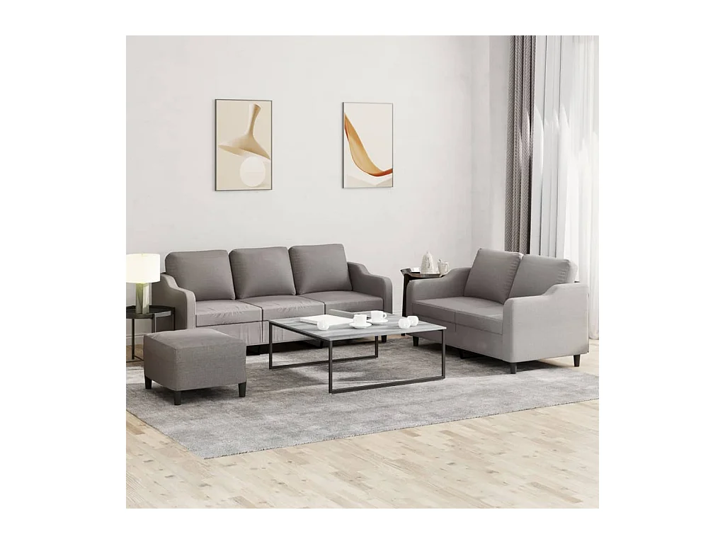 3-delige Loungeset met kussens stof taupe