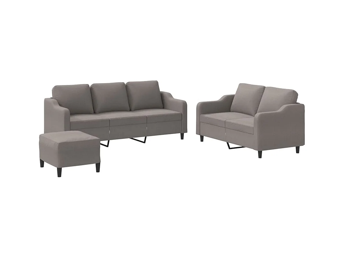 3-delige Loungeset met kussens stof taupe