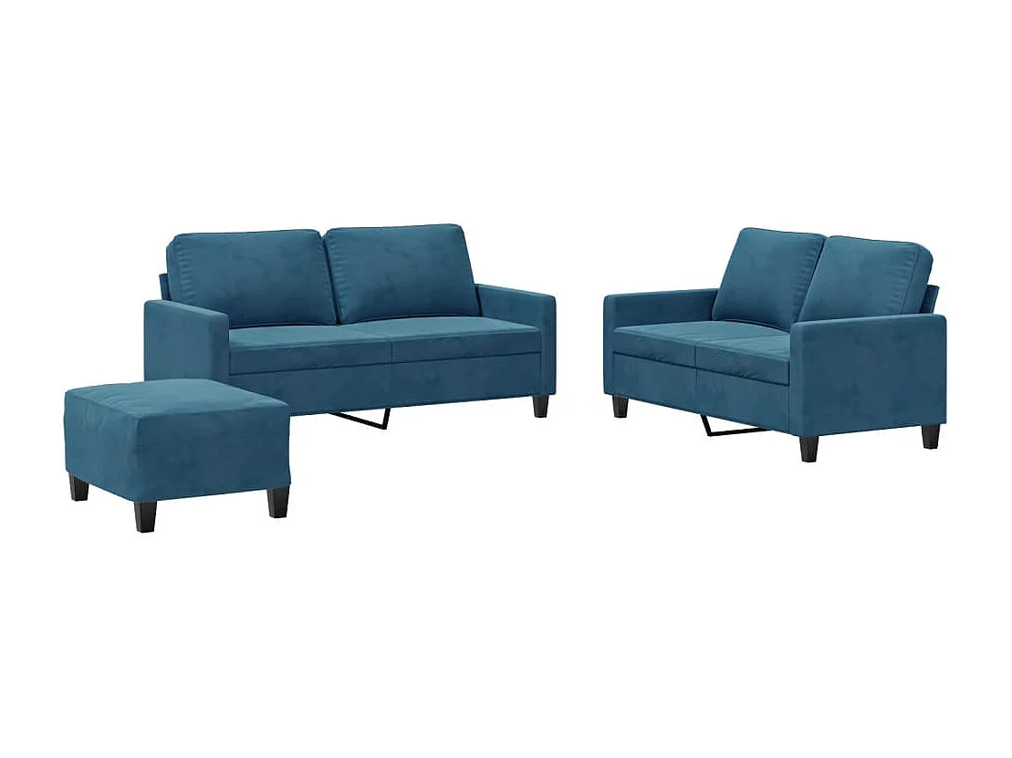 3-delige Loungeset met kussens fluweel blauw