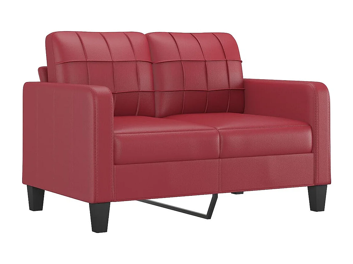 4 peças conjunto sofás com almofadas couro artif. vermelho-tinto