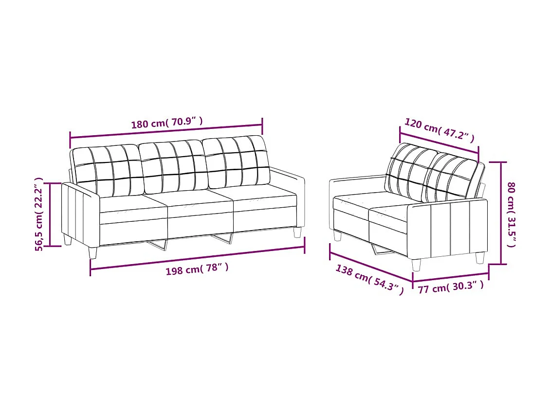 2-delige Loungeset met kussens kunstleer zwart