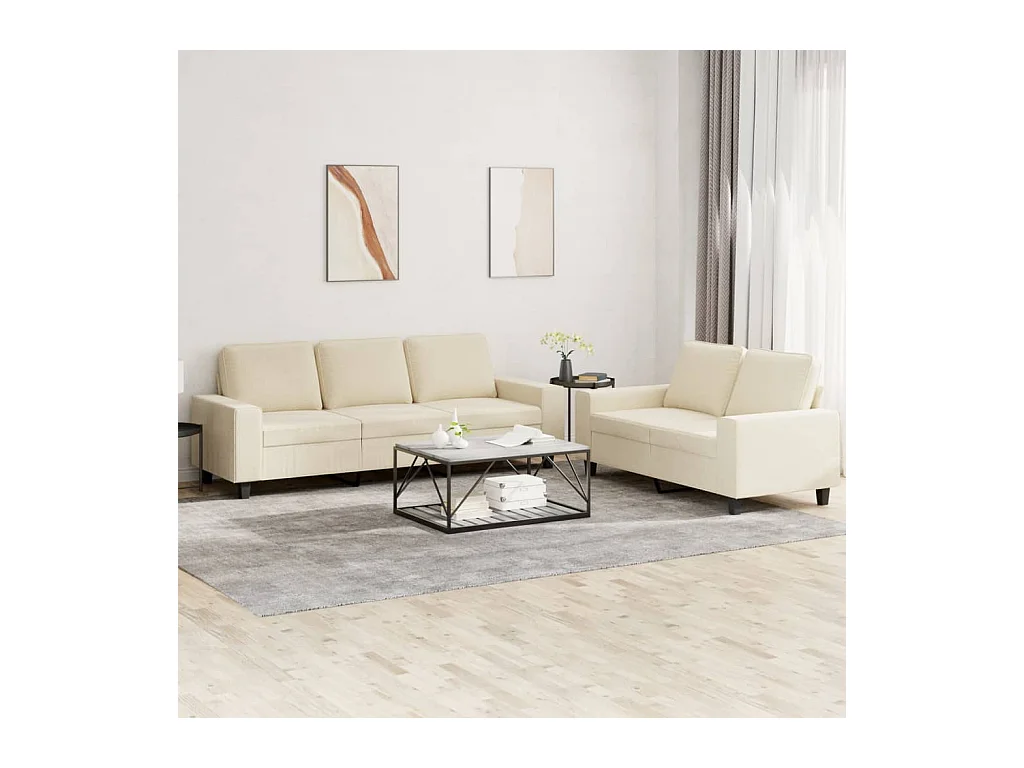 Ensemble de canapés 2 pièces crème tissu