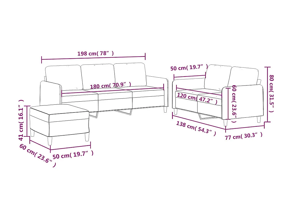 4-delige Loungeset met kussens stof bruin