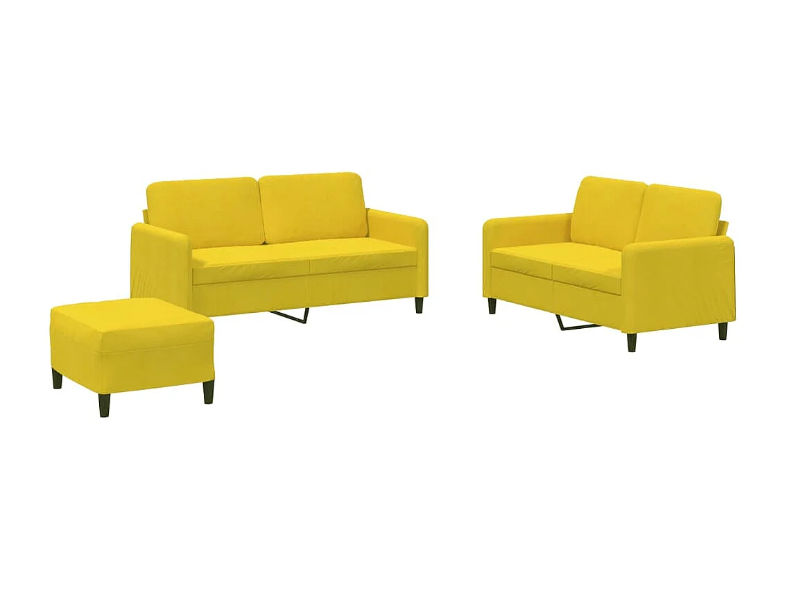3 peças conjunto de sofás veludo amarelo
