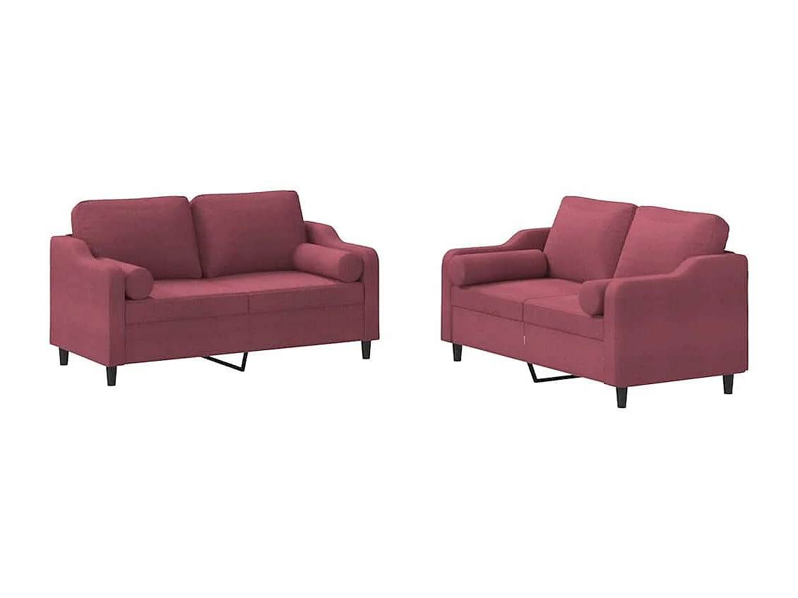 2-delige Loungeset met kussens stof wijnrood