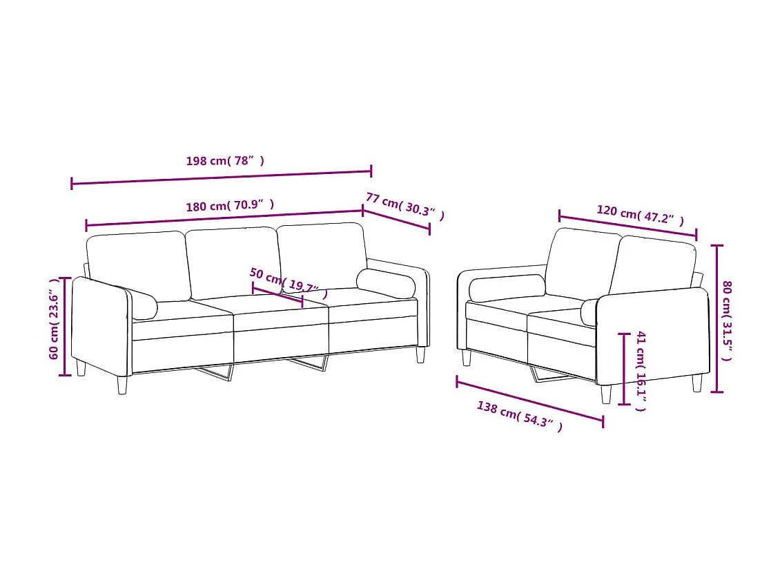 2-delige Loungeset met kussens fluweel donkergrijs