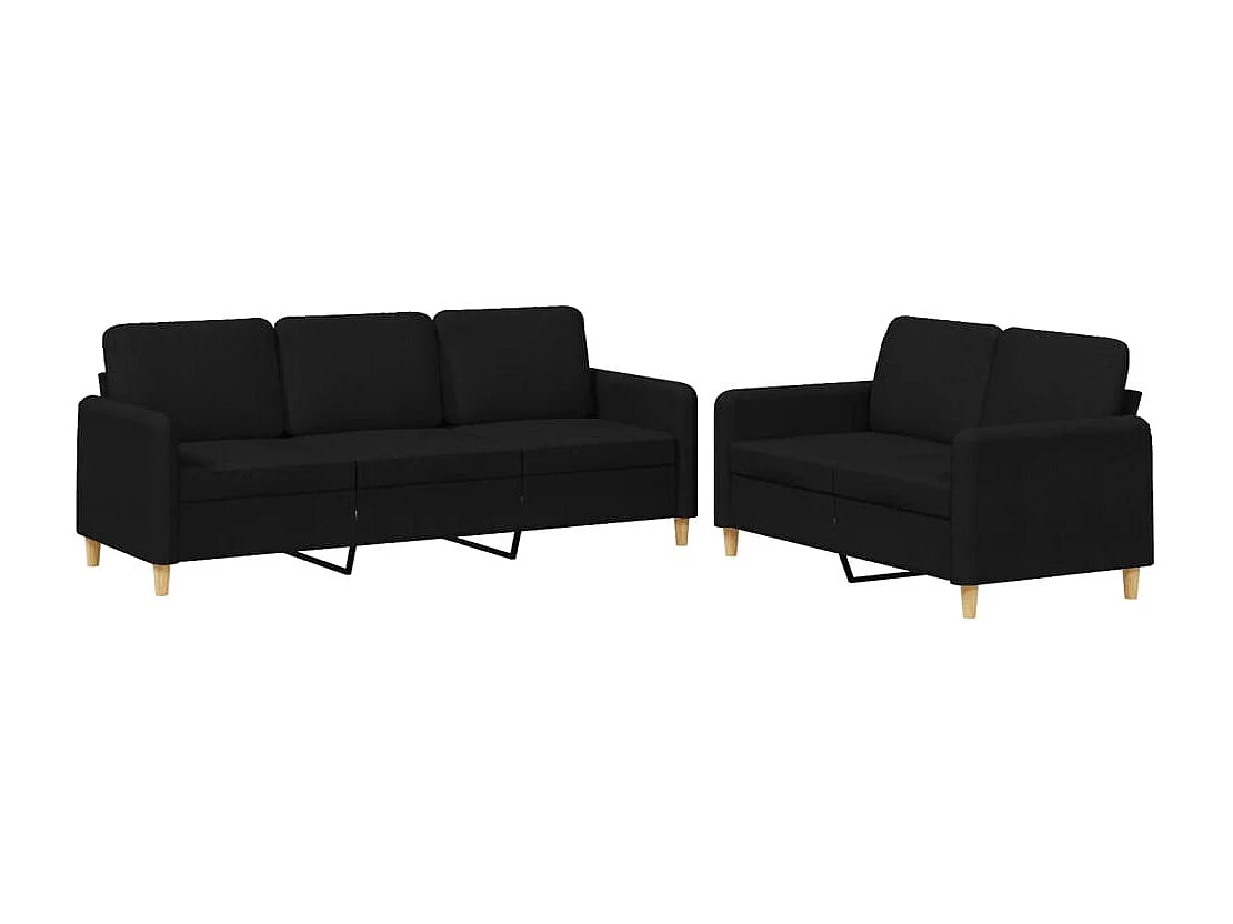 Ensemble de canapés 2 pièces avec coussins Noir Tissu