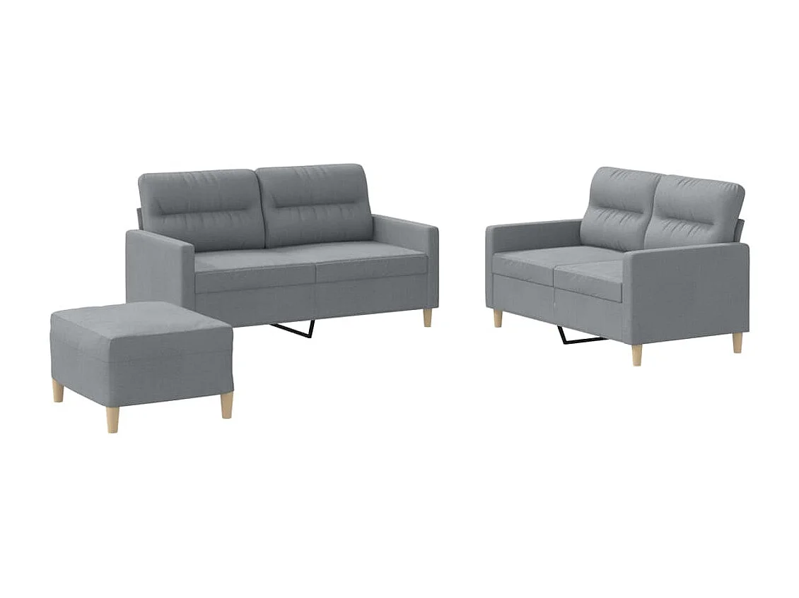 Ensemble de canapés 3 pièces avec coussins Gris clair Tissu