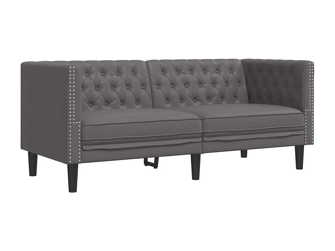 3-delige Loungeset Chesterfield-stijl kunstleer grijs