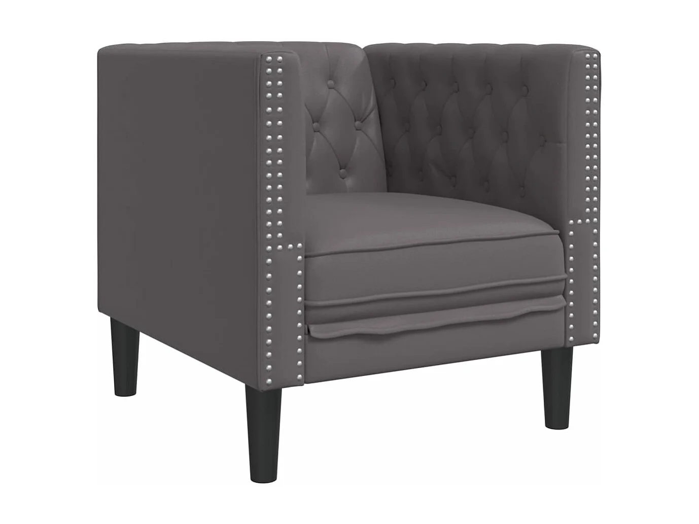 Ensemble de canapé Chesterfield 3 pièces gris similicuir