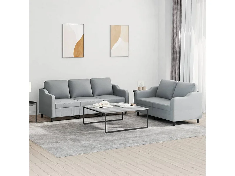 Ensemble de canapés 2 pièces avec coussins Gris clair Tissu