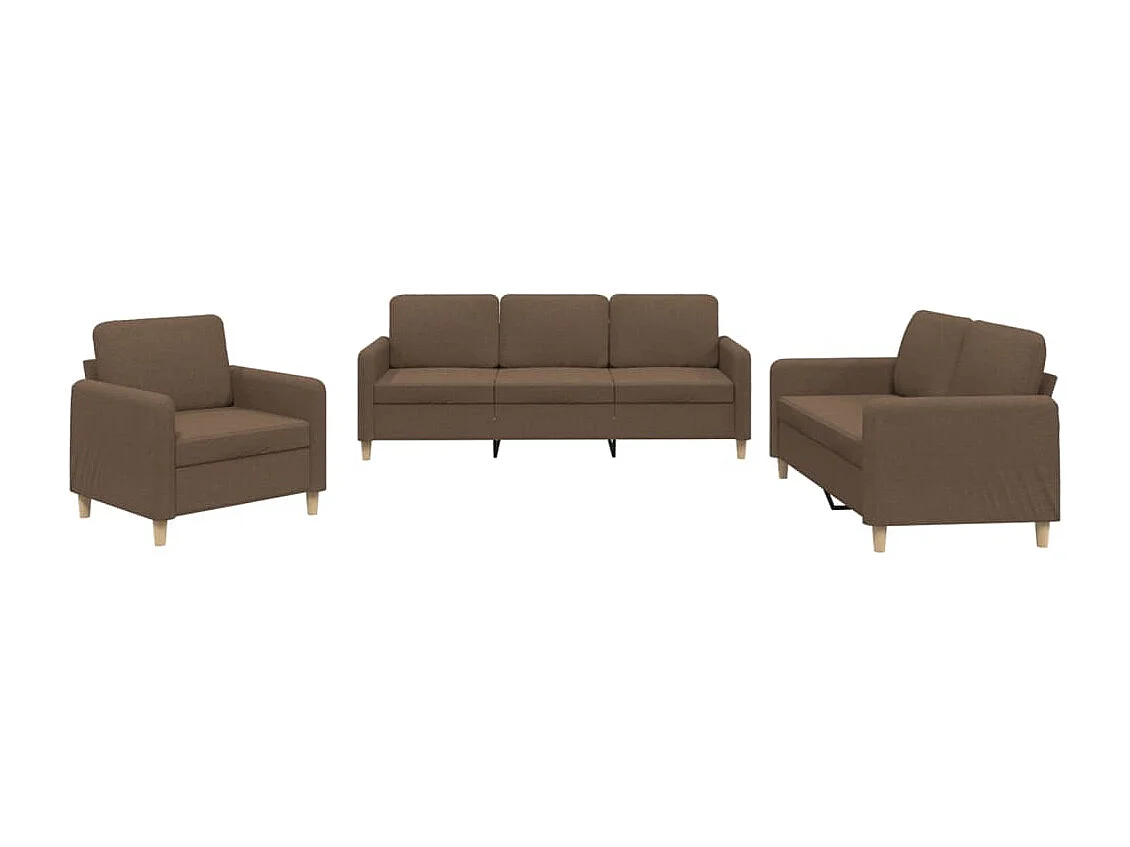 Ensemble de canapés 3 pièces avec coussins Marron Tissu