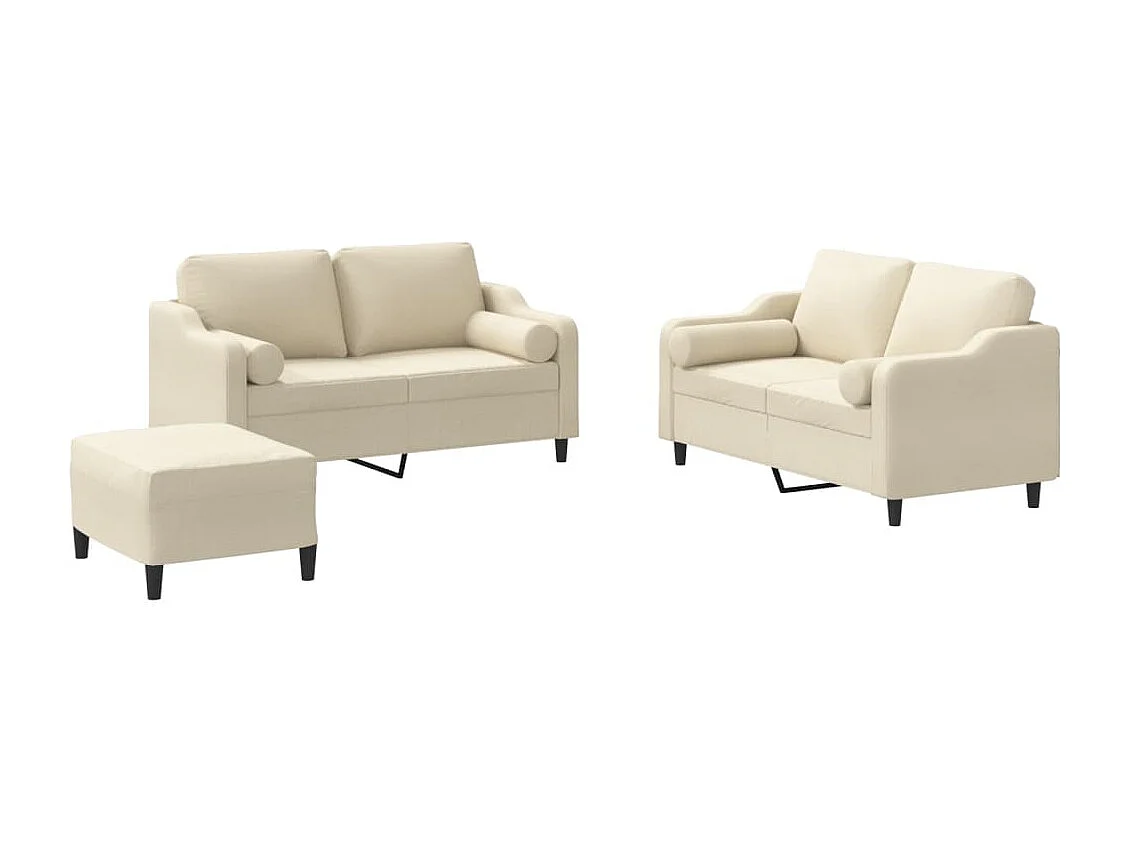 Ensemble de canapés 3 pièces avec coussins crème tissu