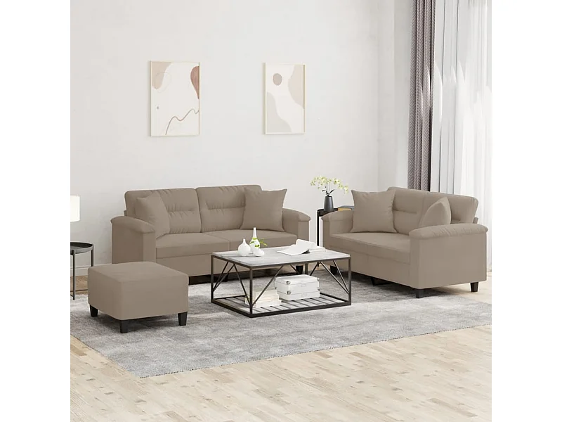 Ensemble de canapés 3 pièces avec coussins Taupe Tissu microfibre