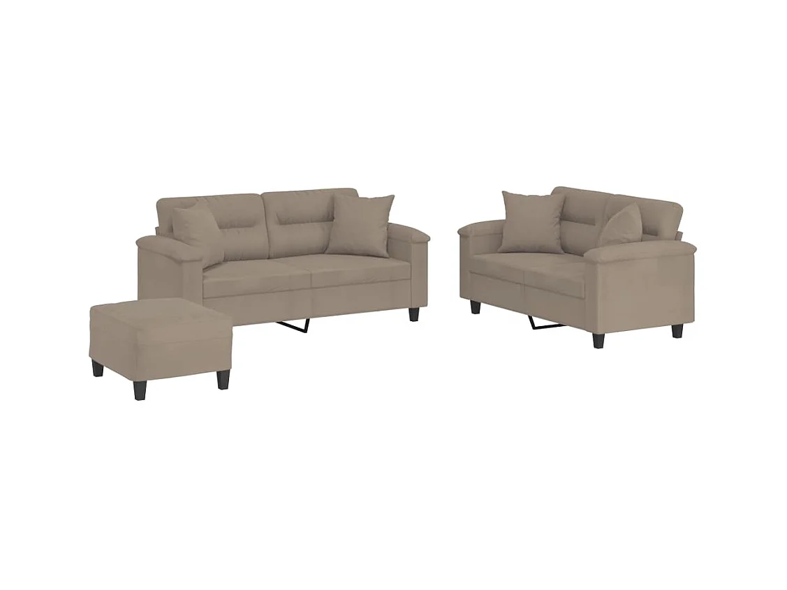 Ensemble de canapés 3 pièces avec coussins Taupe Tissu microfibre