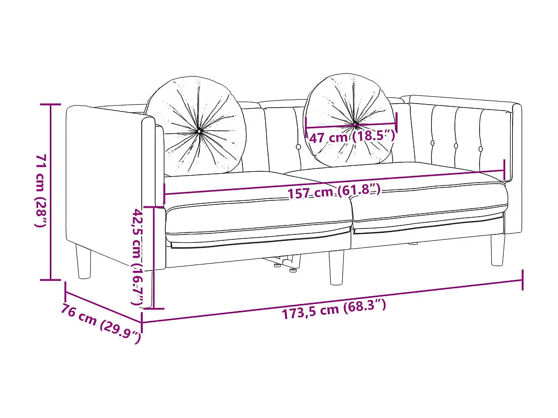 Juego de sofás con cojines 3 piezas terciopelo marrón