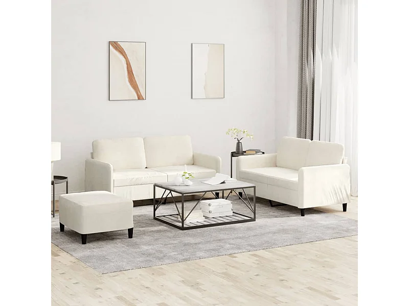 Ensemble de canapés 3 pièces crème velours