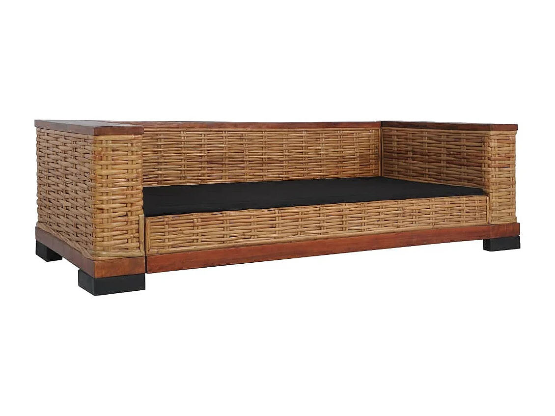 Ensemble de canapés 2 pièces avec coussins Marron Rotin naturel