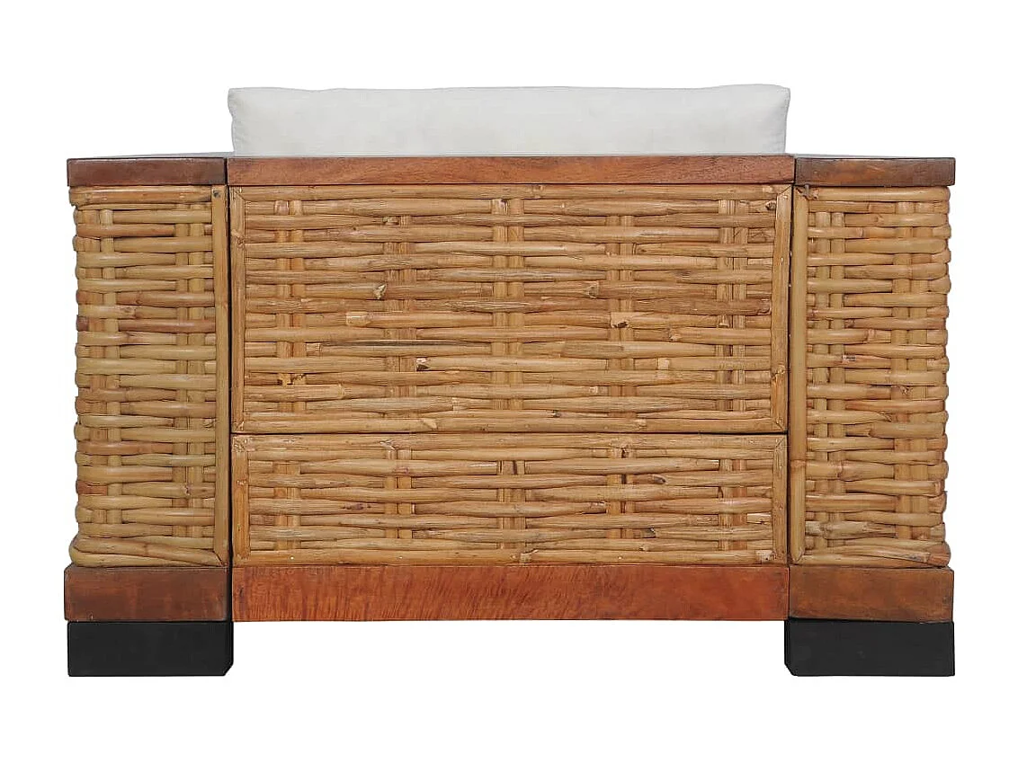 Juego de sofás con cojines 2 piezas de ratán natural marrón