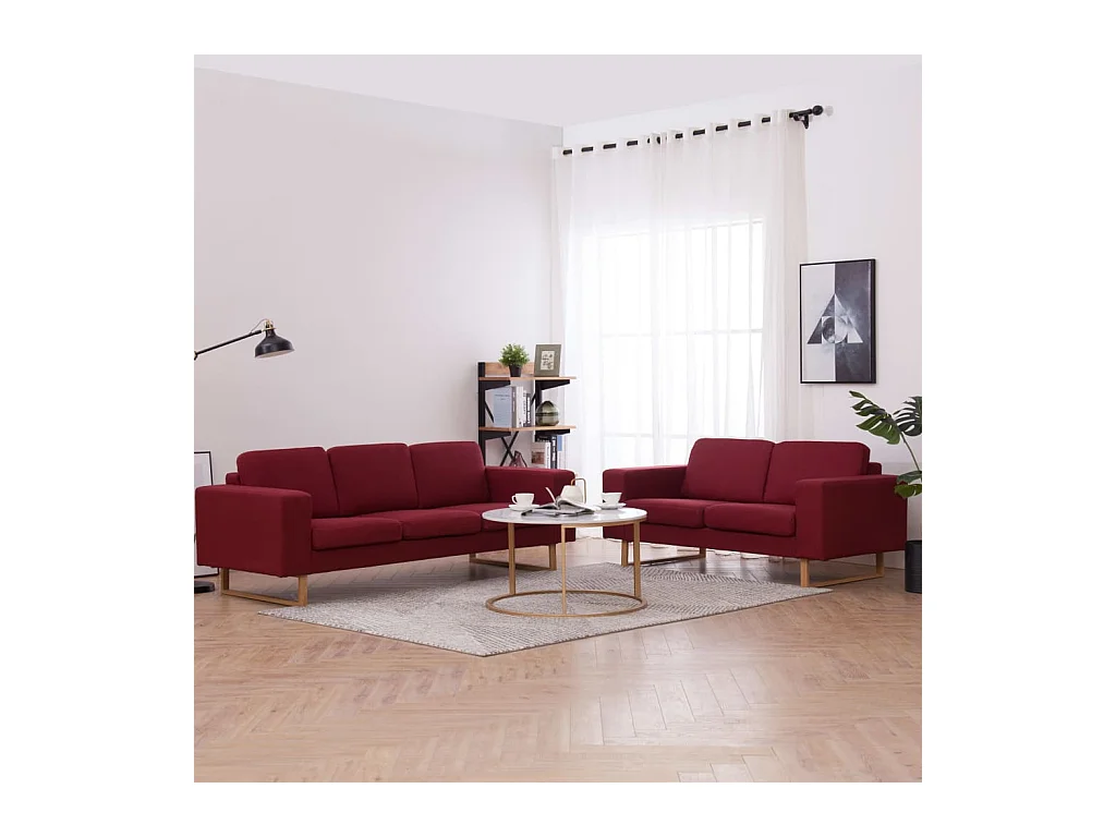 Ensemble de canapé 2 pièces Tissu Rouge bordeaux