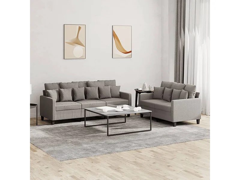 Juego de sofás con cojines 2 piezas tela gris taupe