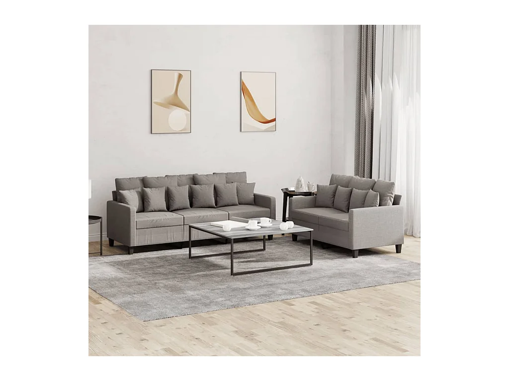 Ensemble de canapés 2 pièces avec coussins Taupe Tissu
