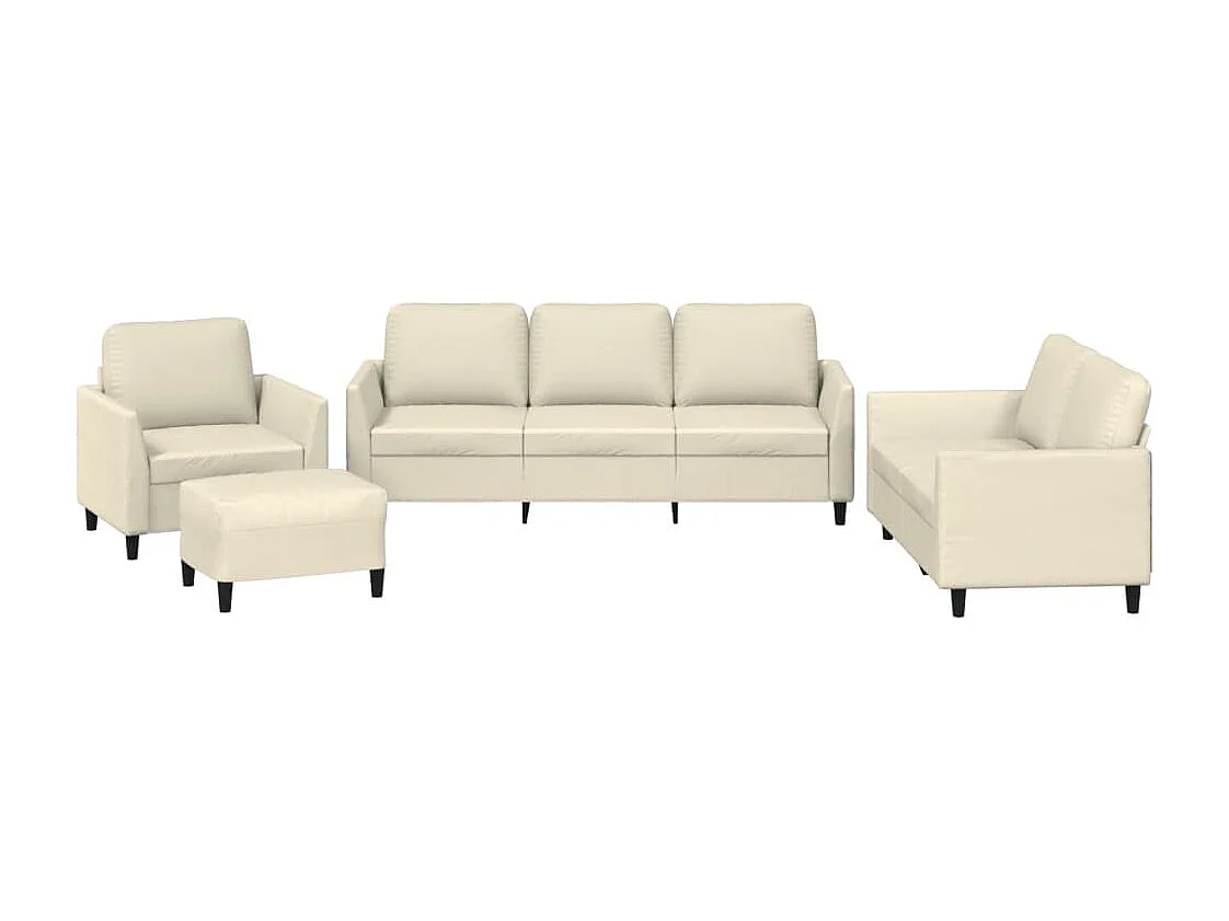 4-delige Loungeset met kussens kunstleer crème
