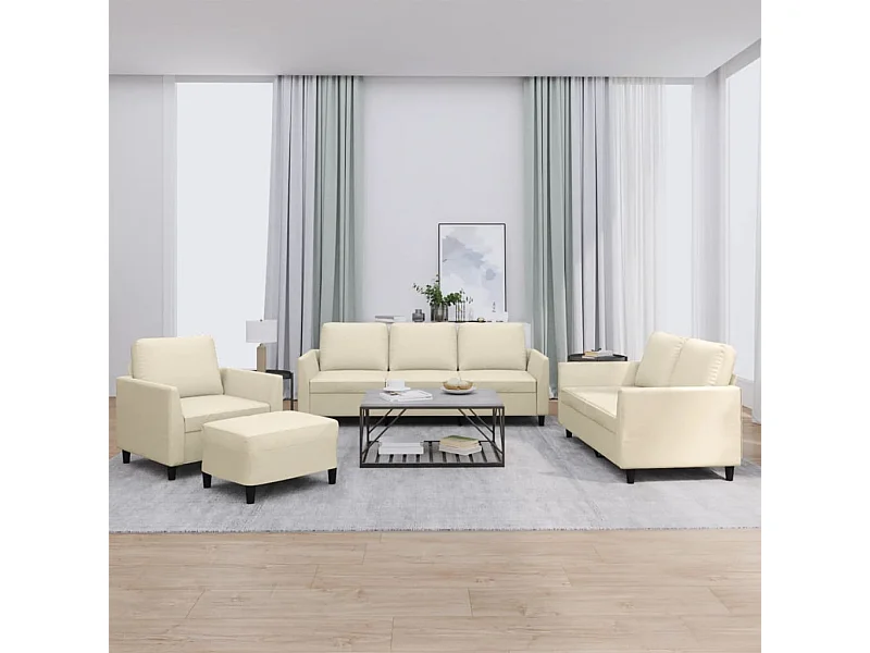 4-delige Loungeset met kussens kunstleer crème